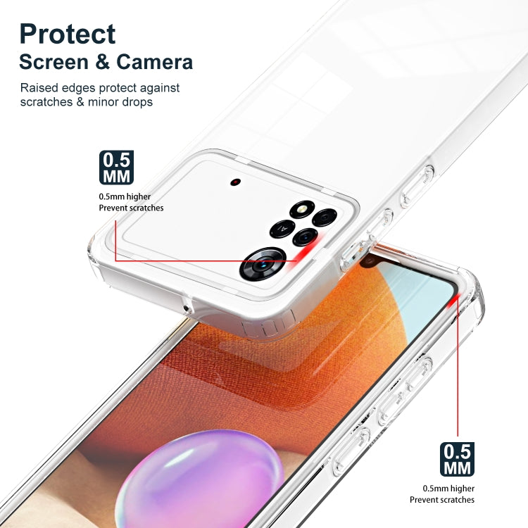 3 in 1 Clear TPU Color PC Frame Phone Case, For Xiaomi Poco X4 Pro 5G