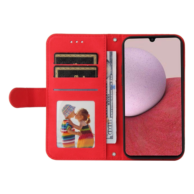 Skin Feel Life Tree Metal Button Leather Phone Case