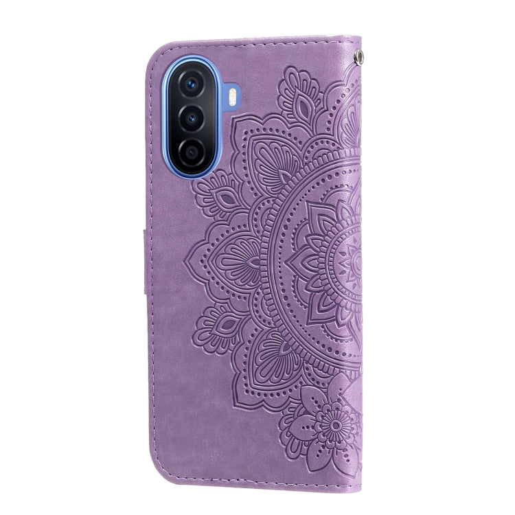 7-petal Flowers Embossing Leather Phone Case, For Huawei nova Y70 / Y70 Plus / Enjoy 50, For Huawei nova Y90 / Enjoy 50 Pro, For Honor X8 5G / X6, For OPPO A17