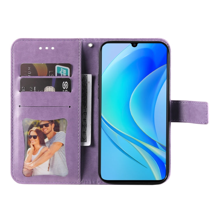 7-petal Flowers Embossing Leather Phone Case, For Huawei nova Y70 / Y70 Plus / Enjoy 50, For Huawei nova Y90 / Enjoy 50 Pro, For Honor X8 5G / X6, For OPPO A17