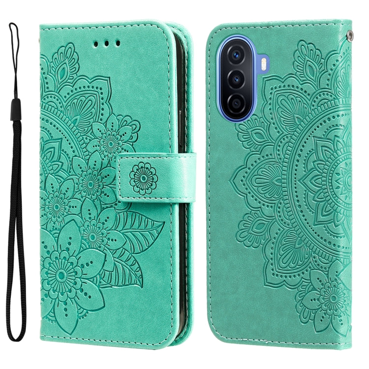 7-petal Flowers Embossing Leather Phone Case, For Huawei nova Y70 / Y70 Plus / Enjoy 50, For Huawei nova Y90 / Enjoy 50 Pro, For Honor X8 5G / X6, For OPPO A17