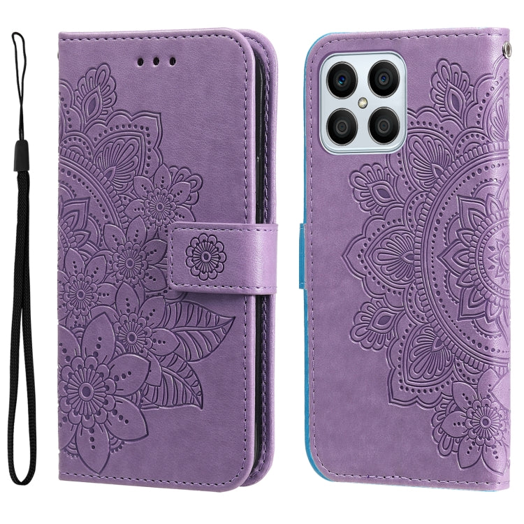 7-petal Flowers Embossing Leather Phone Case, For Huawei nova Y70 / Y70 Plus / Enjoy 50, For Huawei nova Y90 / Enjoy 50 Pro, For Honor X8 5G / X6, For OPPO A17