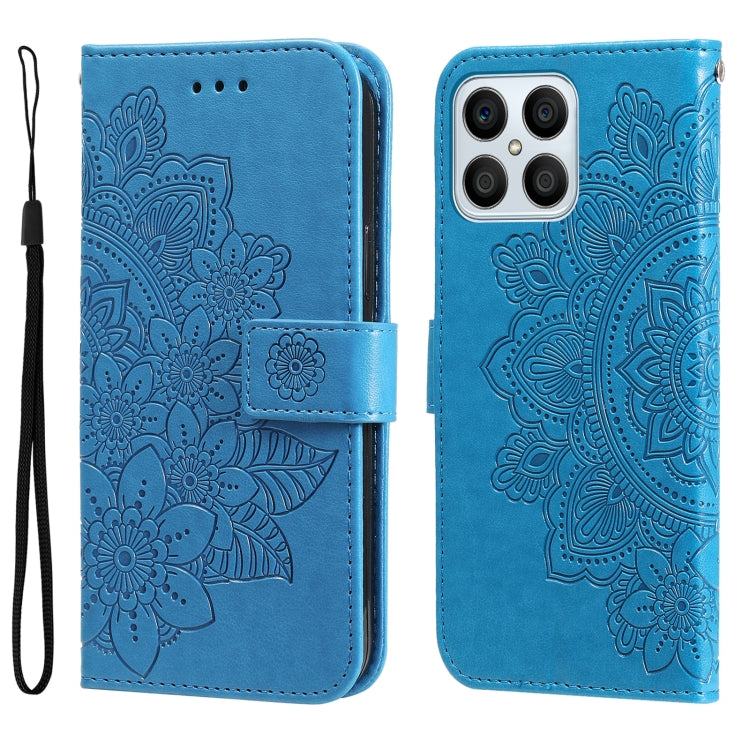 7-petal Flowers Embossing Leather Phone Case, For Huawei nova Y70 / Y70 Plus / Enjoy 50, For Huawei nova Y90 / Enjoy 50 Pro, For Honor X8 5G / X6, For OPPO A17