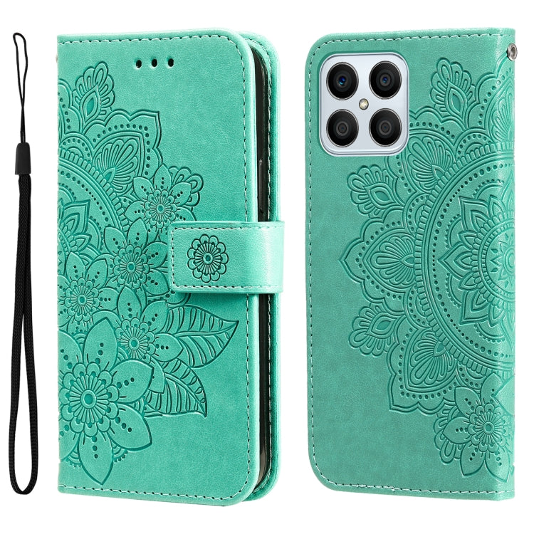7-petal Flowers Embossing Leather Phone Case, For Huawei nova Y70 / Y70 Plus / Enjoy 50, For Huawei nova Y90 / Enjoy 50 Pro, For Honor X8 5G / X6, For OPPO A17