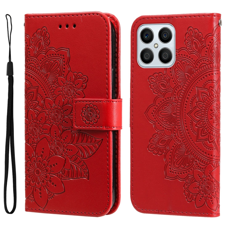 7-petal Flowers Embossing Leather Phone Case, For Huawei nova Y70 / Y70 Plus / Enjoy 50, For Huawei nova Y90 / Enjoy 50 Pro, For Honor X8 5G / X6, For OPPO A17