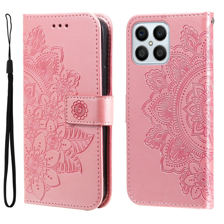 7-petal Flowers Embossing Leather Phone Case, For Huawei nova Y70 / Y70 Plus / Enjoy 50, For Huawei nova Y90 / Enjoy 50 Pro, For Honor X8 5G / X6, For OPPO A17