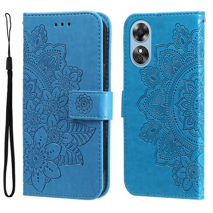 7-petal Flowers Embossing Leather Phone Case, For Huawei nova Y70 / Y70 Plus / Enjoy 50, For Huawei nova Y90 / Enjoy 50 Pro, For Honor X8 5G / X6, For OPPO A17, For Samsung Galaxy A14 5G
