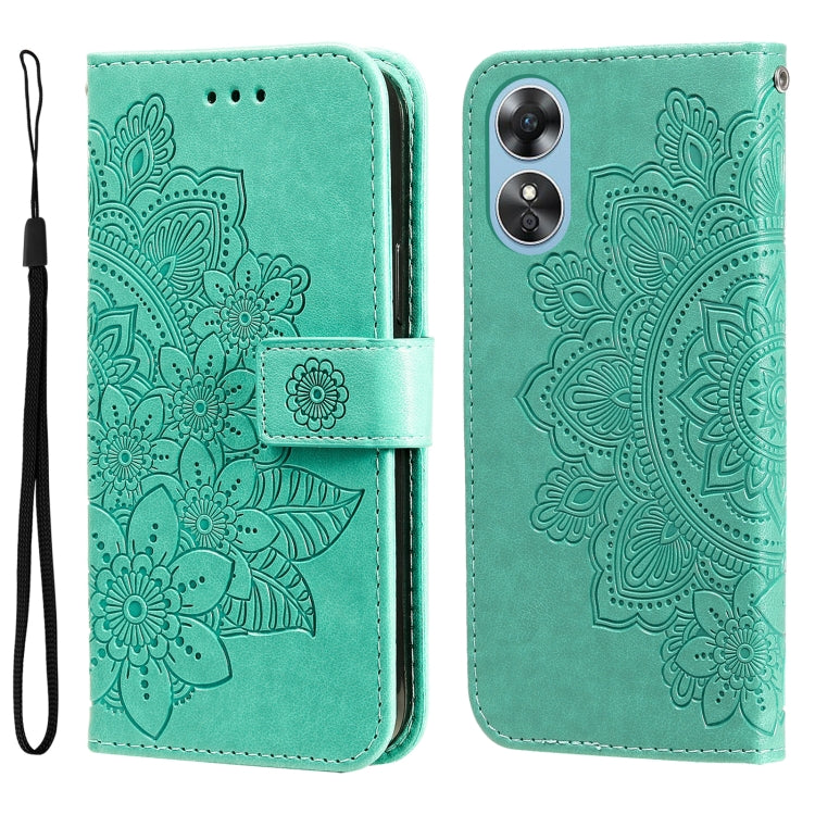 7-petal Flowers Embossing Leather Phone Case, For Huawei nova Y70 / Y70 Plus / Enjoy 50, For Huawei nova Y90 / Enjoy 50 Pro, For Honor X8 5G / X6, For OPPO A17
