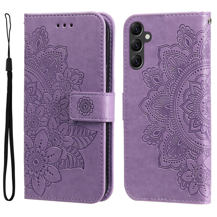 7-petal Flowers Embossing Leather Phone Case, For Huawei nova Y70 / Y70 Plus / Enjoy 50, For Huawei nova Y90 / Enjoy 50 Pro, For Honor X8 5G / X6, For OPPO A17, For Samsung Galaxy A14 5G