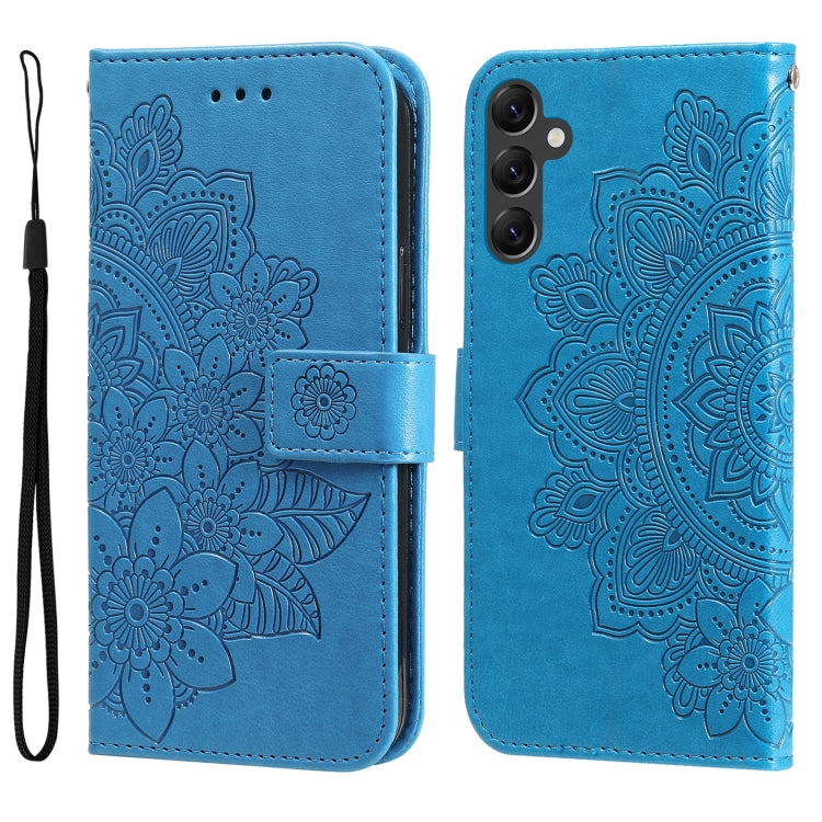 7-petal Flowers Embossing Leather Phone Case, For Huawei nova Y70 / Y70 Plus / Enjoy 50, For Huawei nova Y90 / Enjoy 50 Pro, For Honor X8 5G / X6, For OPPO A17, For Samsung Galaxy A14 5G