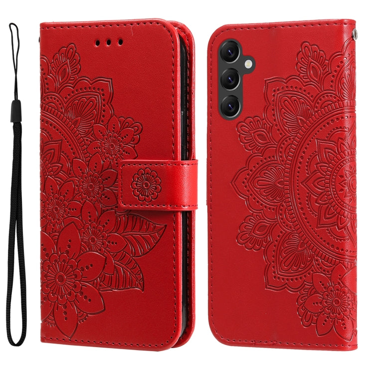 7-petal Flowers Embossing Leather Phone Case, For Samsung Galaxy A14 5G