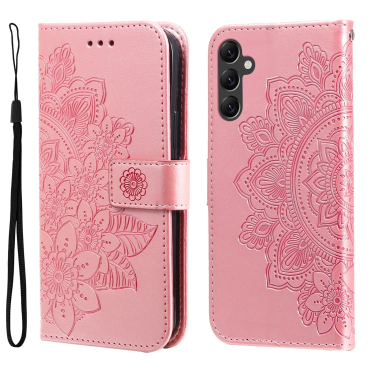 7-petal Flowers Embossing Leather Phone Case, For Huawei nova Y70 / Y70 Plus / Enjoy 50, For Huawei nova Y90 / Enjoy 50 Pro, For Honor X8 5G / X6, For OPPO A17, For Samsung Galaxy A14 5G