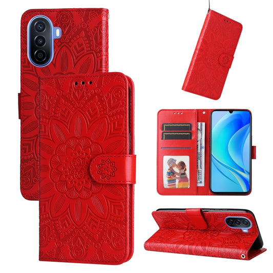 Embossed Sunflower Leather Phone Case, For Huawei nova Y70 / Y70 Plus / Enjoy 50, For Huawei nova Y90 / Enjoy 50 Pro, For Honor X8 5G / X6, For OPPO A17, For Samsung Galaxy A14 5G