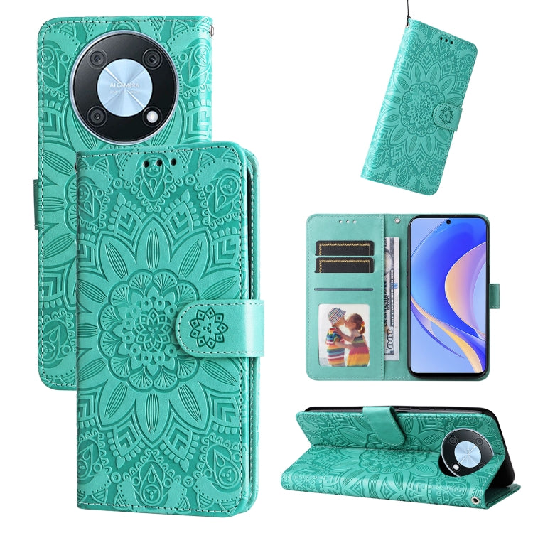 Embossed Sunflower Leather Phone Case, For Huawei nova Y70 / Y70 Plus / Enjoy 50, For Huawei nova Y90 / Enjoy 50 Pro, For Honor X8 5G / X6, For OPPO A17, For Samsung Galaxy A14 5G