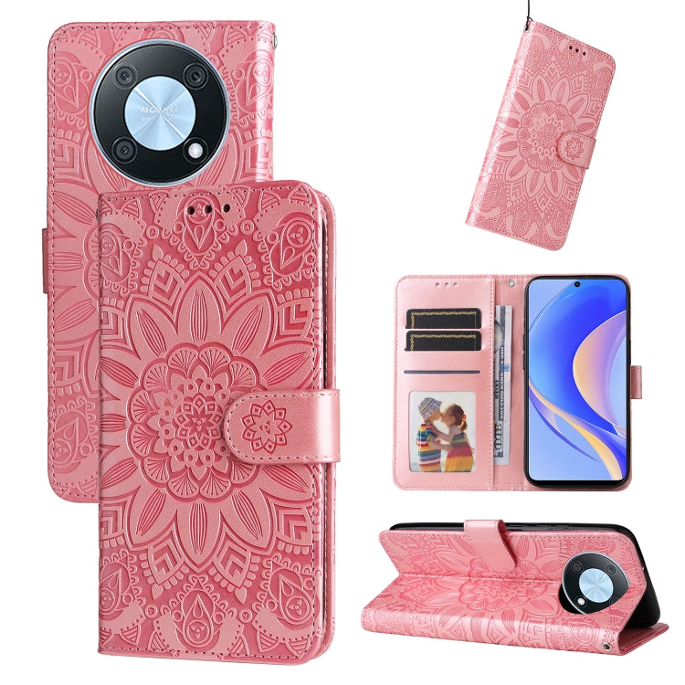 Embossed Sunflower Leather Phone Case, For Huawei nova Y70 / Y70 Plus / Enjoy 50, For Huawei nova Y90 / Enjoy 50 Pro, For Honor X8 5G / X6, For OPPO A17, For Samsung Galaxy A14 5G