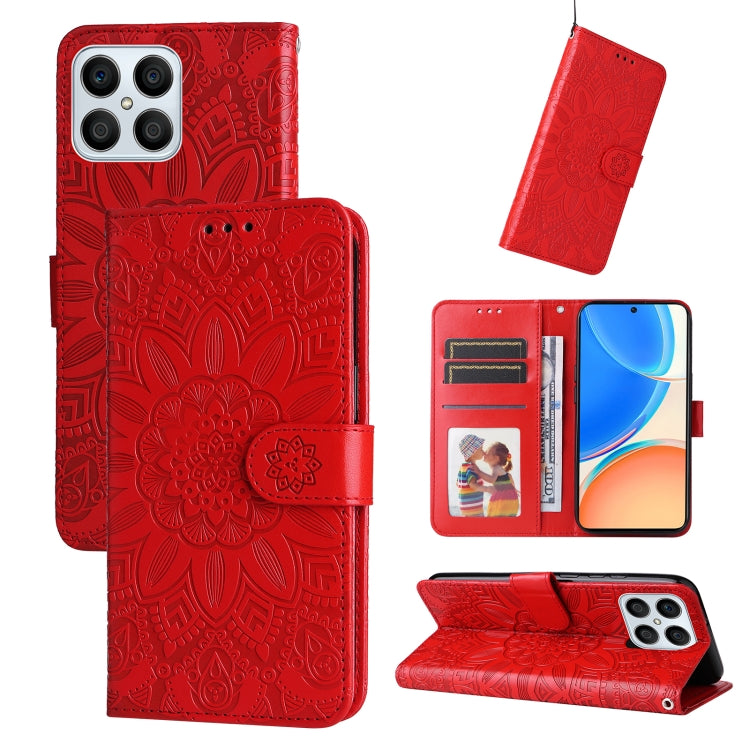 Embossed Sunflower Leather Phone Case, For Huawei nova Y70 / Y70 Plus / Enjoy 50, For Huawei nova Y90 / Enjoy 50 Pro, For Honor X8 5G / X6, For OPPO A17, For Samsung Galaxy A14 5G