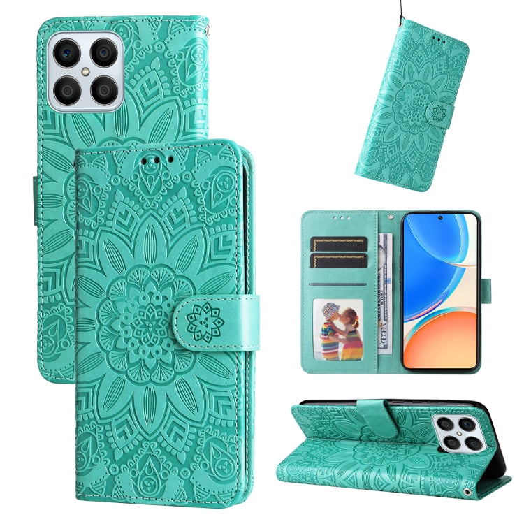 Embossed Sunflower Leather Phone Case, For Huawei nova Y70 / Y70 Plus / Enjoy 50, For Huawei nova Y90 / Enjoy 50 Pro, For Honor X8 5G / X6, For OPPO A17, For Samsung Galaxy A14 5G