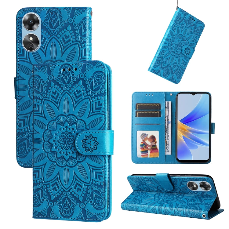 Embossed Sunflower Leather Phone Case, For Huawei nova Y70 / Y70 Plus / Enjoy 50, For Huawei nova Y90 / Enjoy 50 Pro, For Honor X8 5G / X6, For OPPO A17, For Samsung Galaxy A14 5G