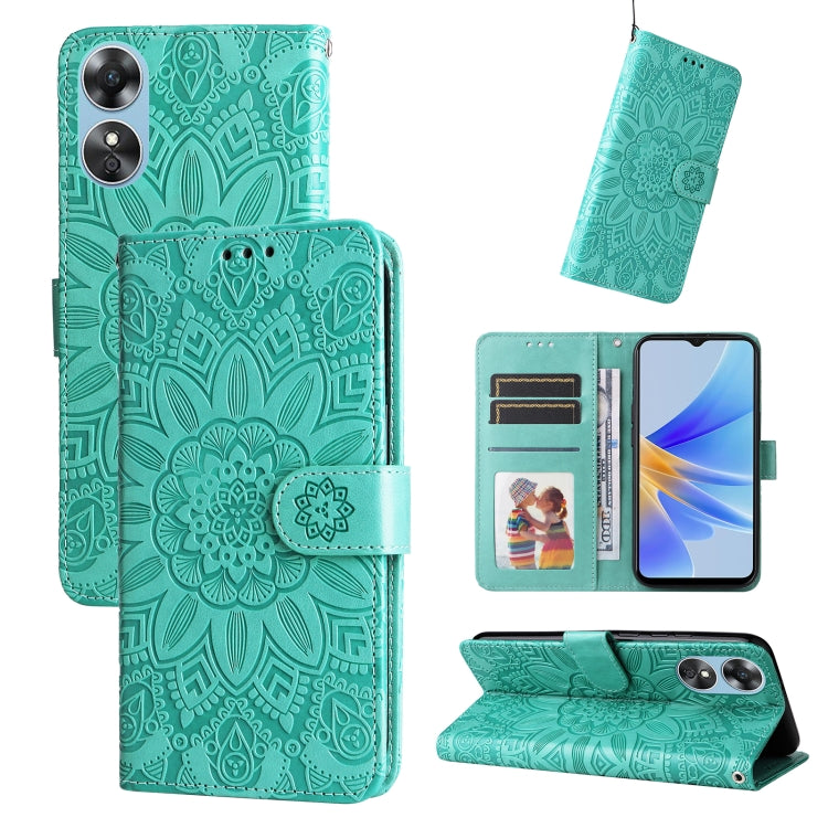 Embossed Sunflower Leather Phone Case, For Huawei nova Y70 / Y70 Plus / Enjoy 50, For Huawei nova Y90 / Enjoy 50 Pro, For Honor X8 5G / X6, For OPPO A17, For Samsung Galaxy A14 5G