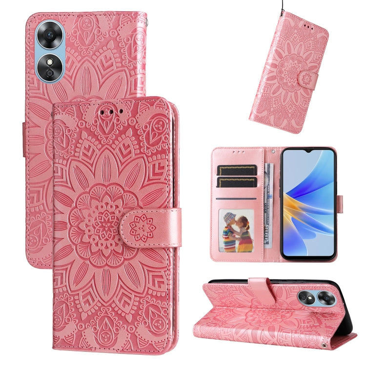 Embossed Sunflower Leather Phone Case, For Huawei nova Y70 / Y70 Plus / Enjoy 50, For Huawei nova Y90 / Enjoy 50 Pro, For Honor X8 5G / X6, For OPPO A17, For Samsung Galaxy A14 5G