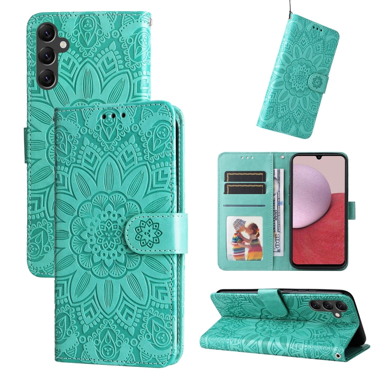 Embossed Sunflower Leather Phone Case, For Huawei nova Y70 / Y70 Plus / Enjoy 50, For Huawei nova Y90 / Enjoy 50 Pro, For Honor X8 5G / X6, For OPPO A17, For Samsung Galaxy A14 5G