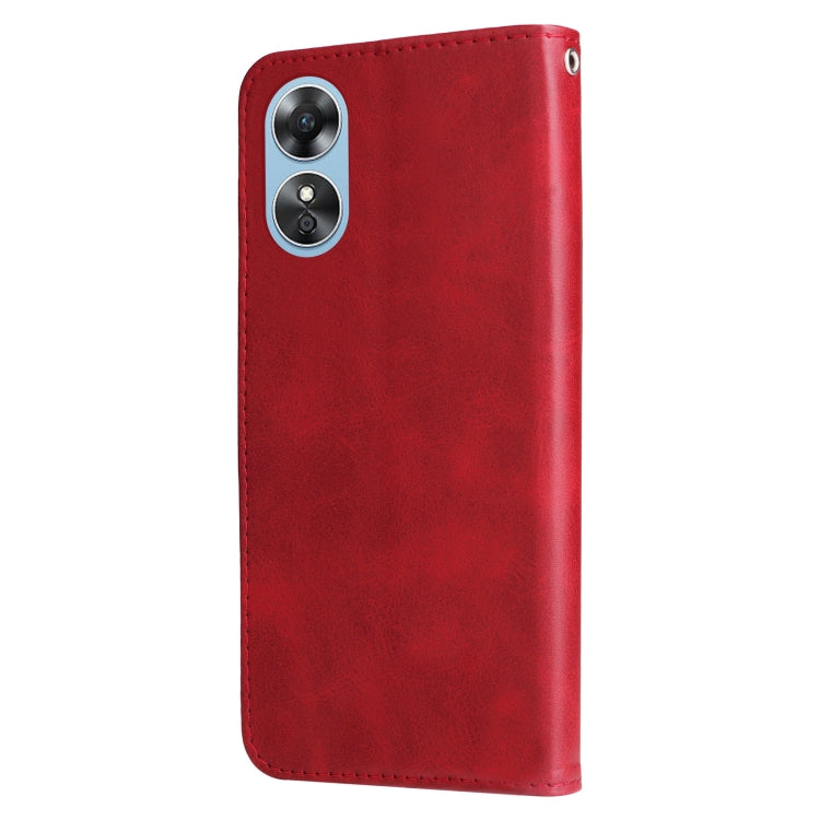 Calf Texture Zipper Leather Phone Case, For OPPO A17