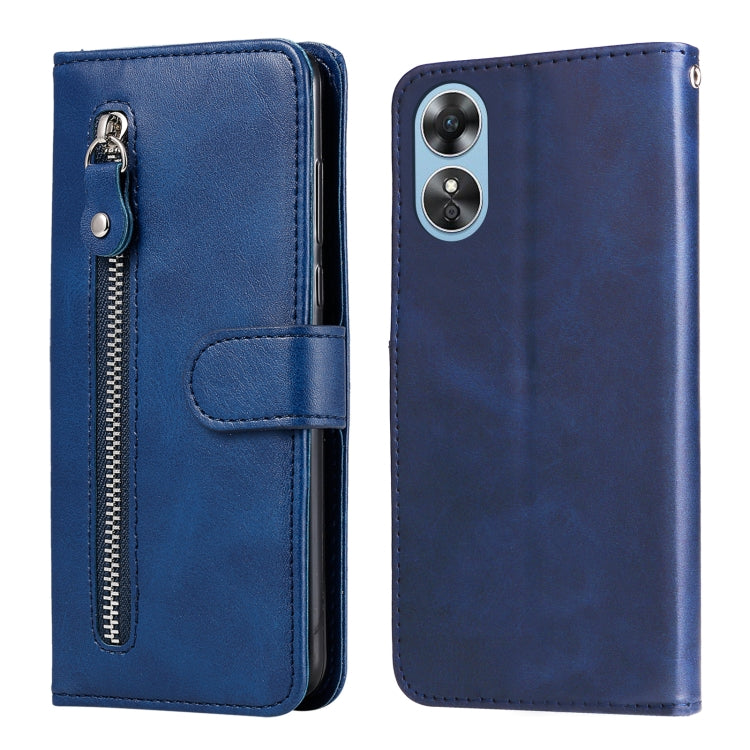 Calf Texture Zipper Leather Phone Case, For OPPO A17