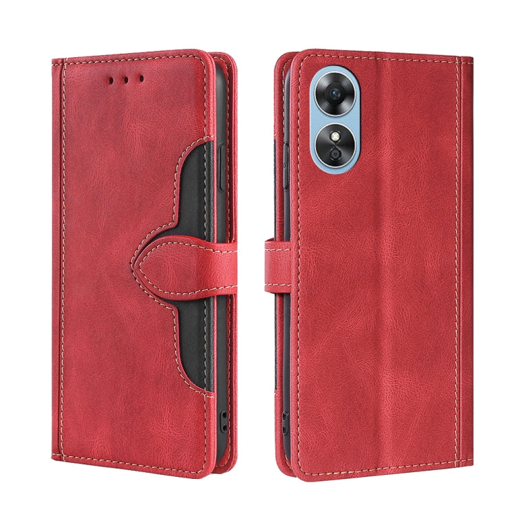 Skin Feel Magnetic Buckle Leather Phone Case, For Motorola Moto E32 India/E22s 4G Global, For OPPO A17, For OPPO K10x 5G, For Realme C33 4G, For vivo V25 5G/V25e 5G, For vivo Y16 4G/Y02s 4G, For vivo Y55 4G, For Samsung Galaxy A04s