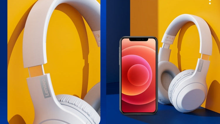 Lenovo TH10 Wireless Bluetooth Gaming Bass Music Sports Noise-cancelling Headphone, TH10 White, TH10 Black