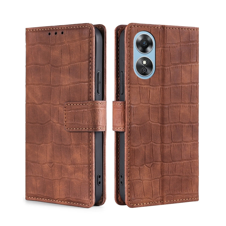 Skin Feel Crocodile Magnetic Clasp Leather Phone Case, For Motorola Moto E32 India/E22s 4G Global, For OPPO A17, For OPPO K10x 5G, For Realme C33 4G, For vivo V25 5G/V25e 5G/X80 Lite, For vivo Y16 4G/Y02s 4G, For vivo Y55 4G, For Samsung Galaxy A04s