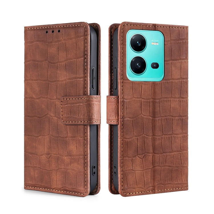 Skin Feel Crocodile Magnetic Clasp Leather Phone Case, For Motorola Moto E32 India/E22s 4G Global, For OPPO A17, For OPPO K10x 5G, For Realme C33 4G, For vivo V25 5G/V25e 5G/X80 Lite, For vivo Y16 4G/Y02s 4G, For vivo Y55 4G, For Samsung Galaxy A04s