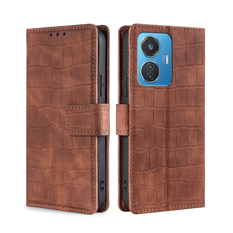 Skin Feel Crocodile Magnetic Clasp Leather Phone Case, For Motorola Moto E32 India/E22s 4G Global, For OPPO A17, For OPPO K10x 5G, For Realme C33 4G, For vivo V25 5G/V25e 5G/X80 Lite, For vivo Y16 4G/Y02s 4G, For vivo Y55 4G, For Samsung Galaxy A04s