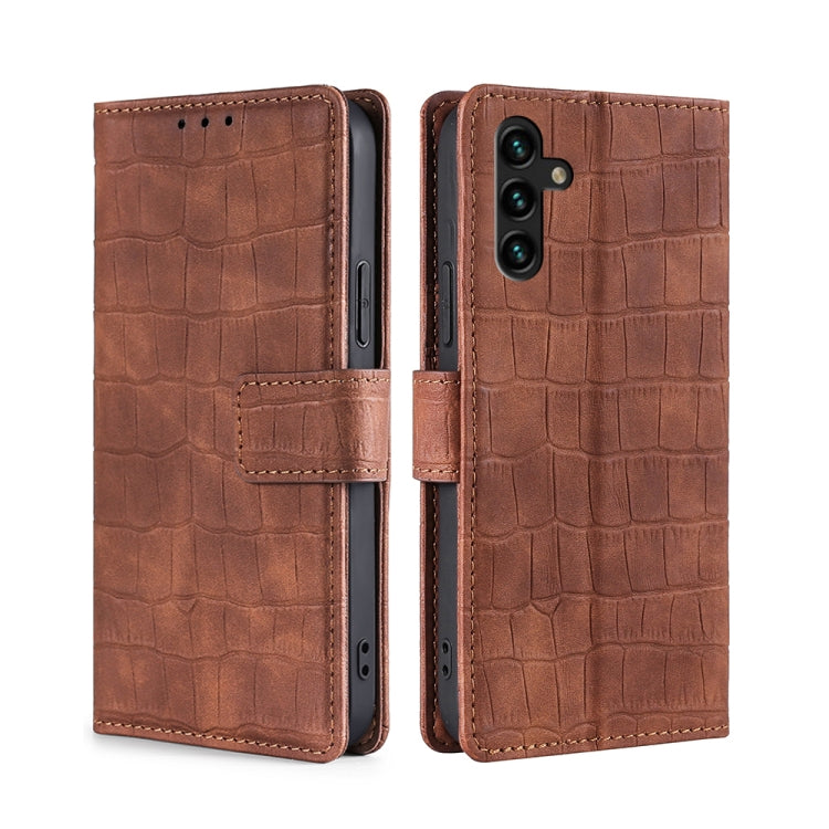 Skin Feel Crocodile Magnetic Clasp Leather Phone Case, For Motorola Moto E32 India/E22s 4G Global, For OPPO A17, For OPPO K10x 5G, For Realme C33 4G, For vivo V25 5G/V25e 5G/X80 Lite, For vivo Y16 4G/Y02s 4G, For vivo Y55 4G, For Samsung Galaxy A04s