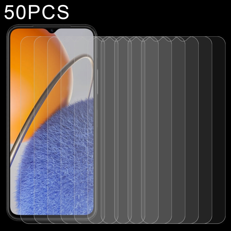 For OPPO A98 / A58 4G 50pcs 0.26mm 9H 2.5D Tempered Glass Film, For OPPO A98 / A58 4G (50 PCS), For Huawei nova Y61 / Enjoy 50z (50 PCS), For TCL 40 R 5G (50 PCS)