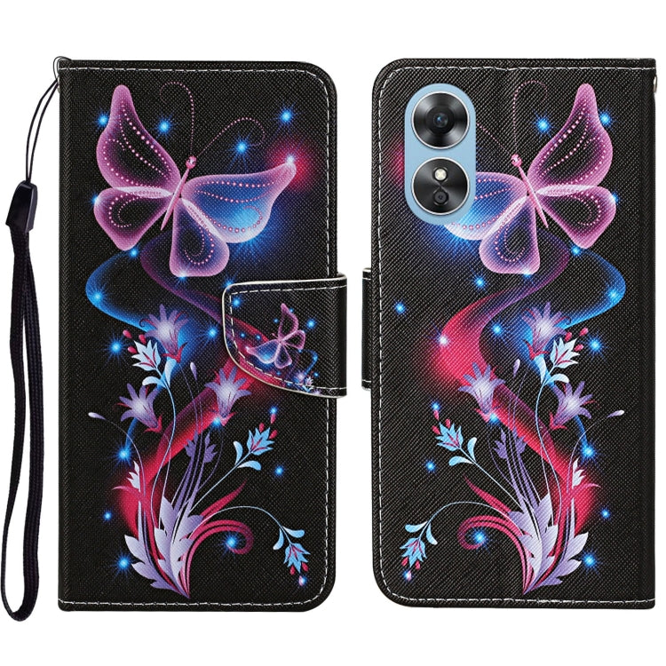 Colored Drawing Pattern Leather Phone Case, For OPPO A17