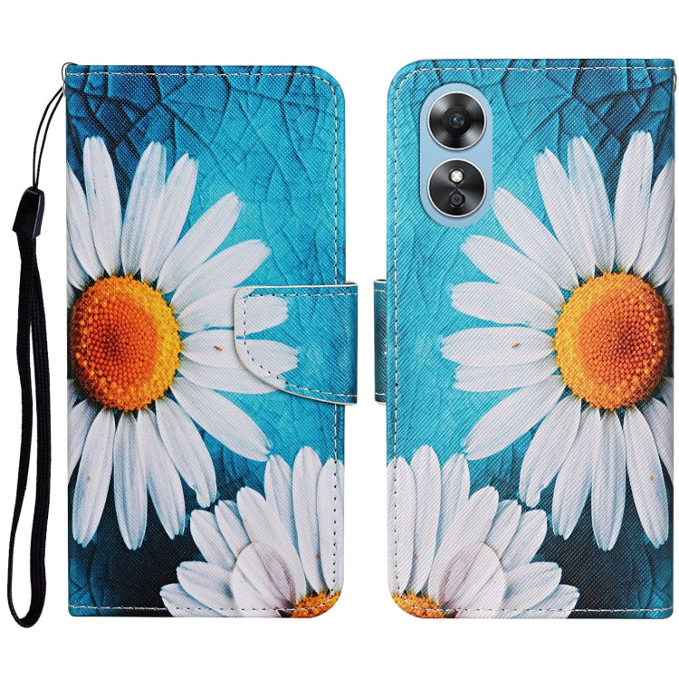 Colored Drawing Pattern Leather Phone Case, For OPPO A17