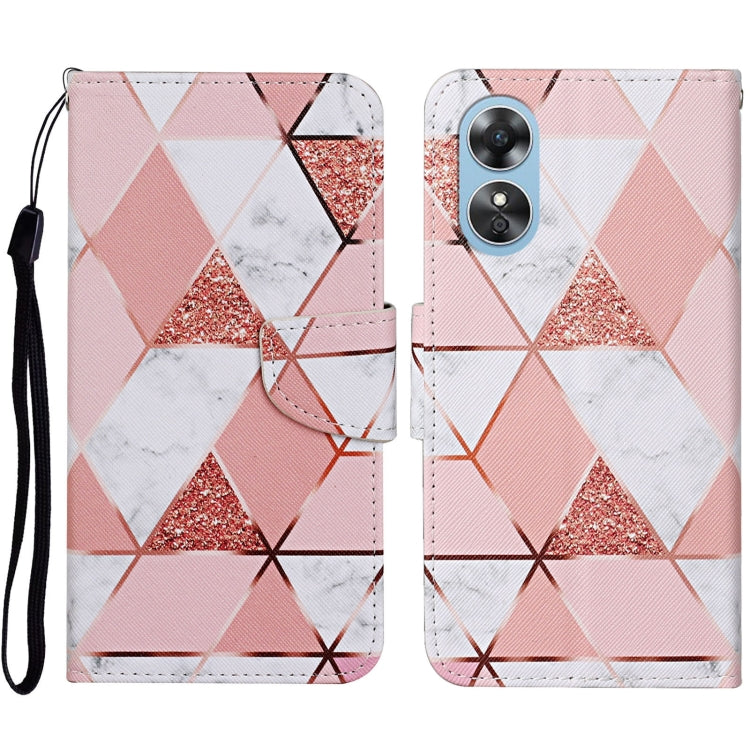 Colored Drawing Pattern Leather Phone Case, For OPPO A17