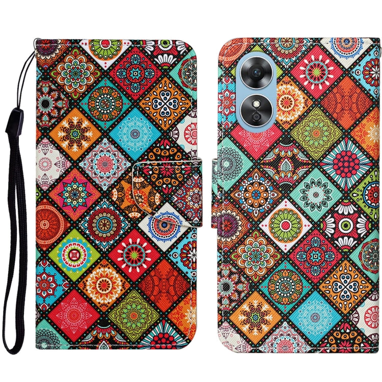 Colored Drawing Pattern Leather Phone Case, For OPPO A17