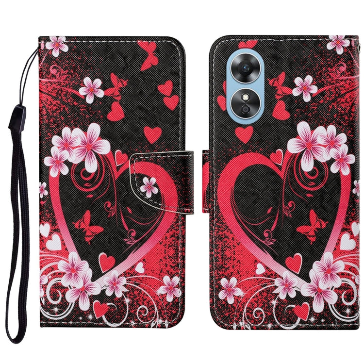 Colored Drawing Pattern Leather Phone Case, For OPPO A17