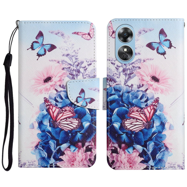 Colored Drawing Pattern Leather Phone Case, For OPPO A17