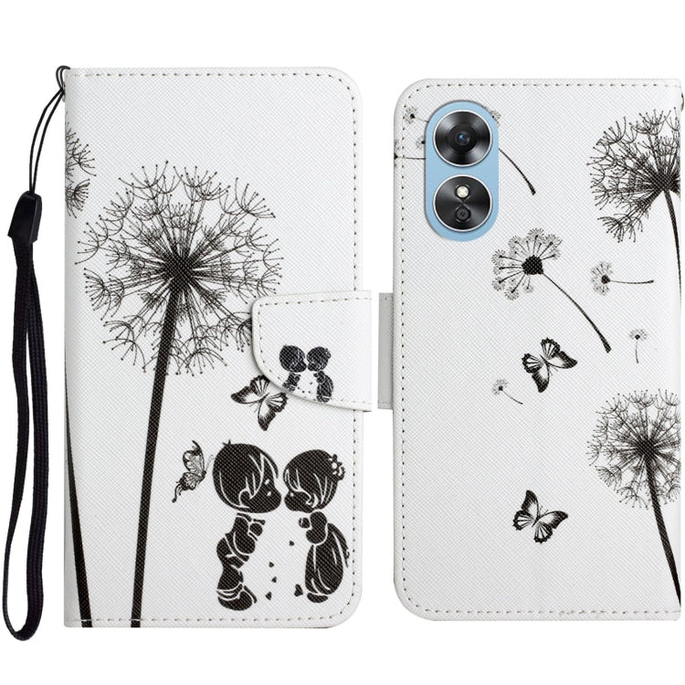 Colored Drawing Pattern Leather Phone Case, For OPPO A17