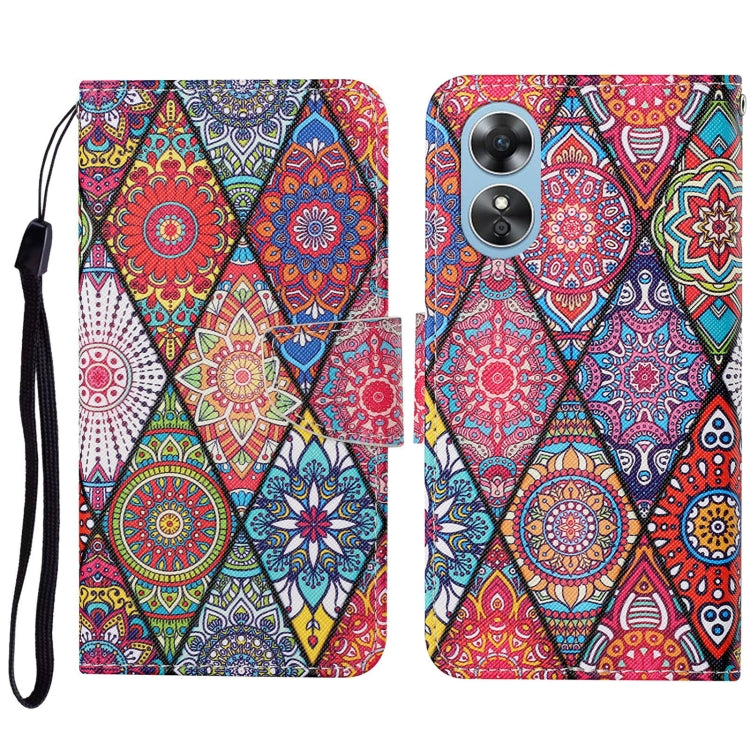 Colored Drawing Pattern Leather Phone Case, For OPPO A17