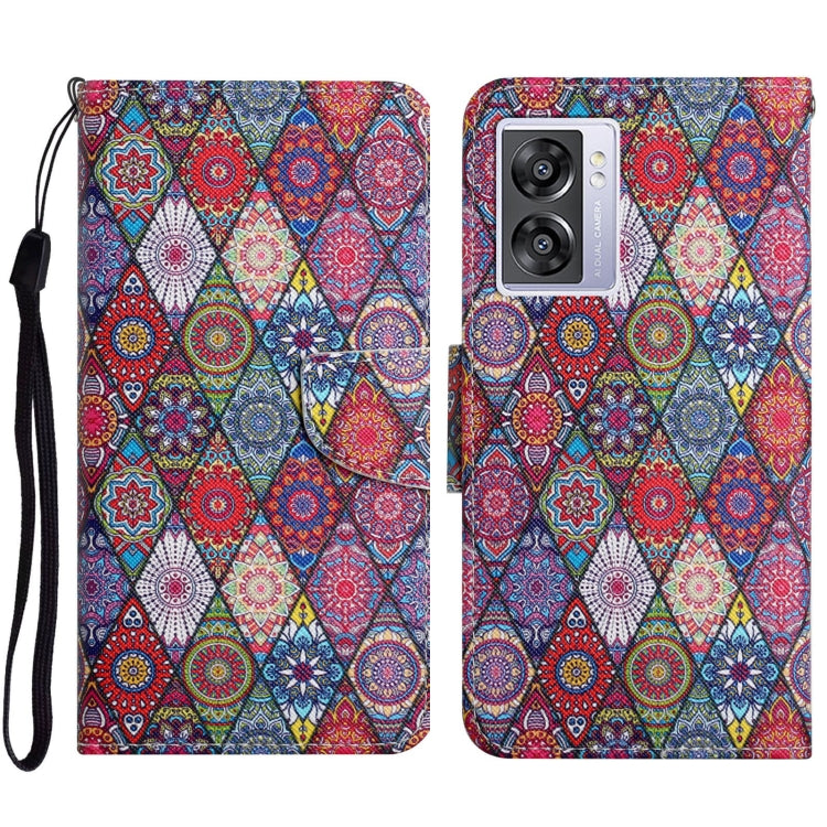 Colored Drawing Pattern Leather Phone Case, For OPPO A57 2022