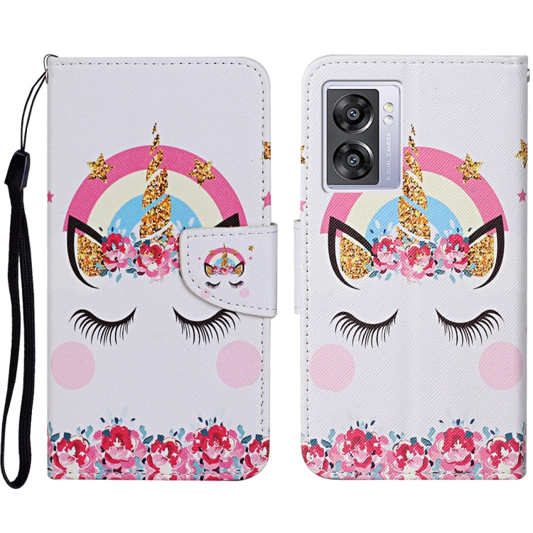 Colored Drawing Pattern Leather Phone Case, For OPPO A57 2022