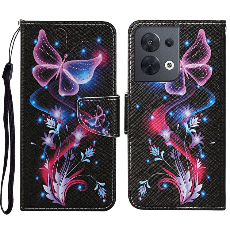 Colored Drawing Pattern Leather Phone Case, For OPPO Reno8