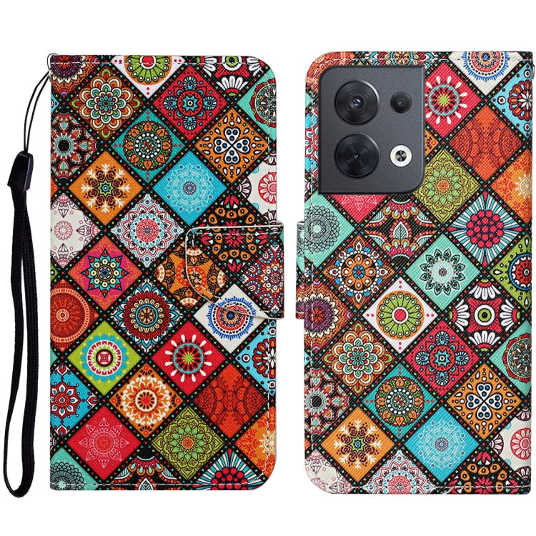 Colored Drawing Pattern Leather Phone Case, For OPPO Reno8