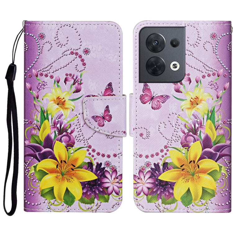 Colored Drawing Pattern Leather Phone Case, For OPPO Reno8