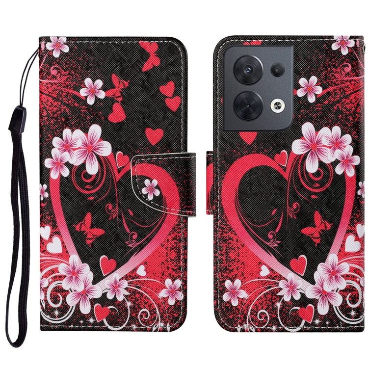 Colored Drawing Pattern Leather Phone Case, For OPPO Reno8