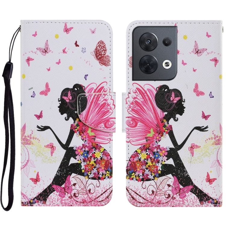 Colored Drawing Pattern Leather Phone Case, For OPPO Reno8