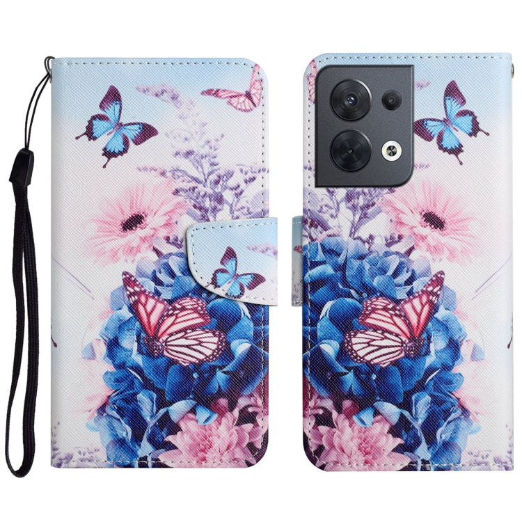 Colored Drawing Pattern Leather Phone Case, For OPPO Reno8